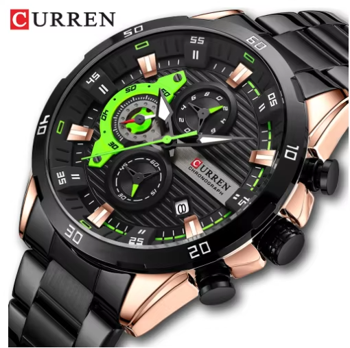 Curren 8402 Calendar Watch Six Hand Steel Band Quartz Business Men's Watch