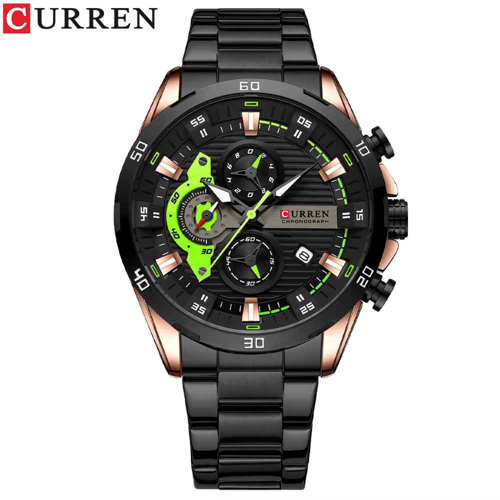 Curren 8402 Calendar Watch Six Hand Steel Band Quartz Business Men's Watch
