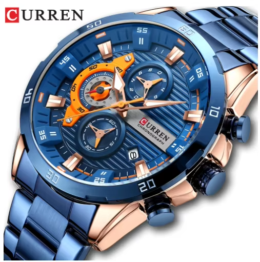 Curren 8402 Calendar Watch Six Hand Steel Band Quartz Business Men's Watch