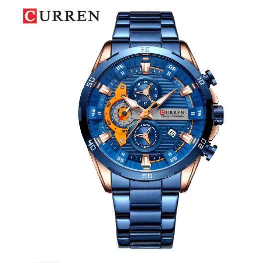 Curren 8402 Calendar Watch Six Hand Steel Band Quartz Business Men's Watch