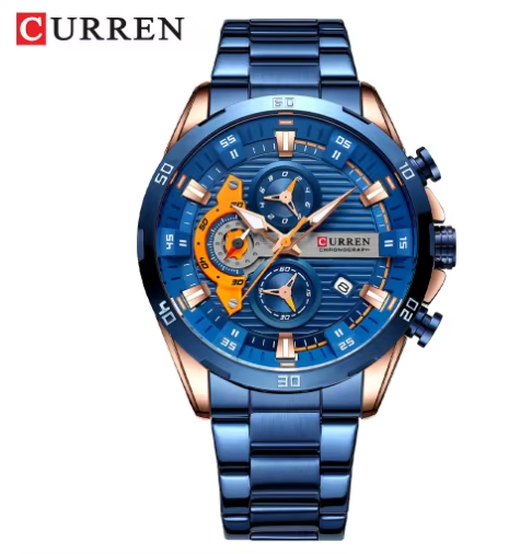 Curren 8402 Calendar Watch Six Hand Steel Band Quartz Business Men's Watch