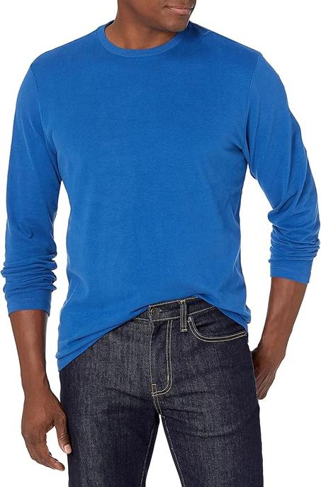 تي شيرت بقصة عادية وقبة دائرية بدون طوق واكمام طويلة للرجال من متجر ابو طلال