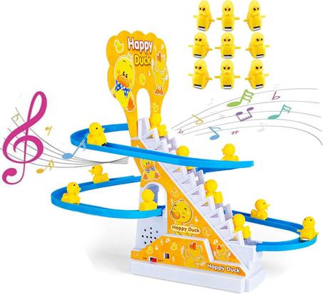 لعبة انزلاق على شكل بطة مع موسيقى وأضواء