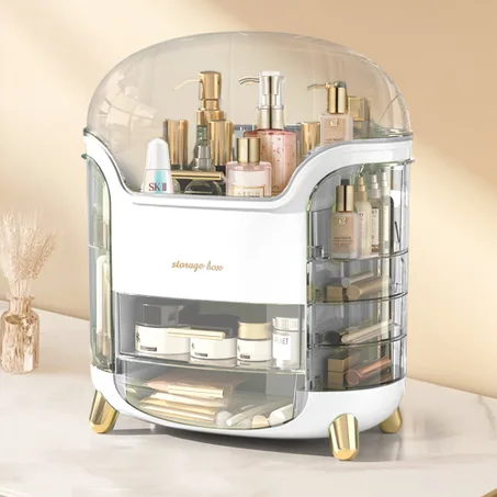 Boîte d'Organisation et Rangement de Maquillage Grande Capacité - منظم وصندوق أدراج للمكياج والمستحضرات بتصميم شفاف وعصري