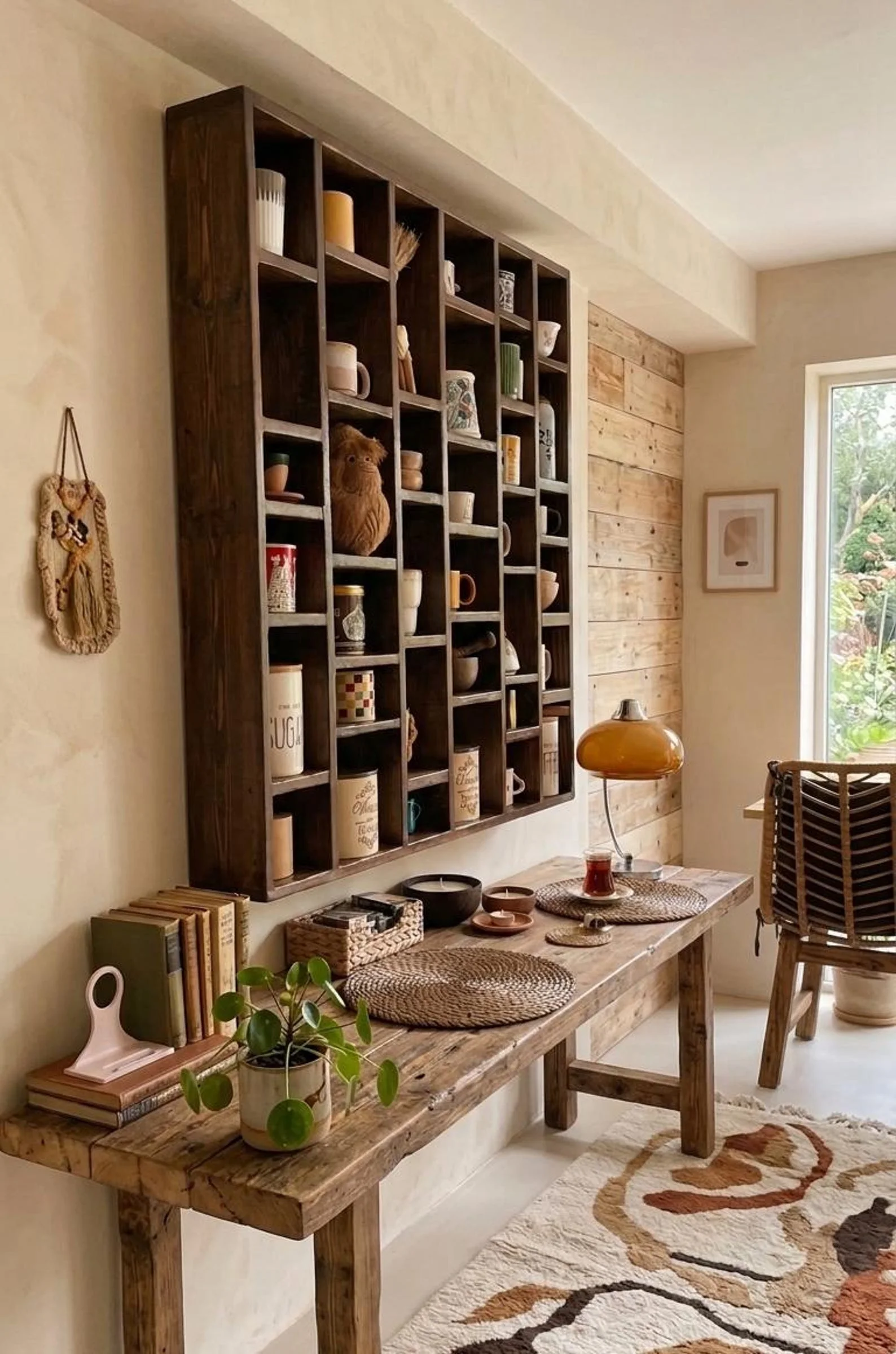 Wooden Mug Organizer Shelf – Coffee Bar Wall Storage Rack