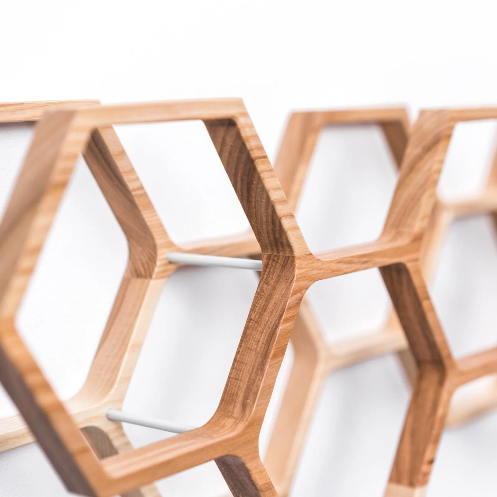 Honeycomb Wooden Toilet Paper Holder with Floating Storage Shelf
