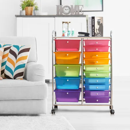 15-Drawer Rolling Storage Cart Organizer