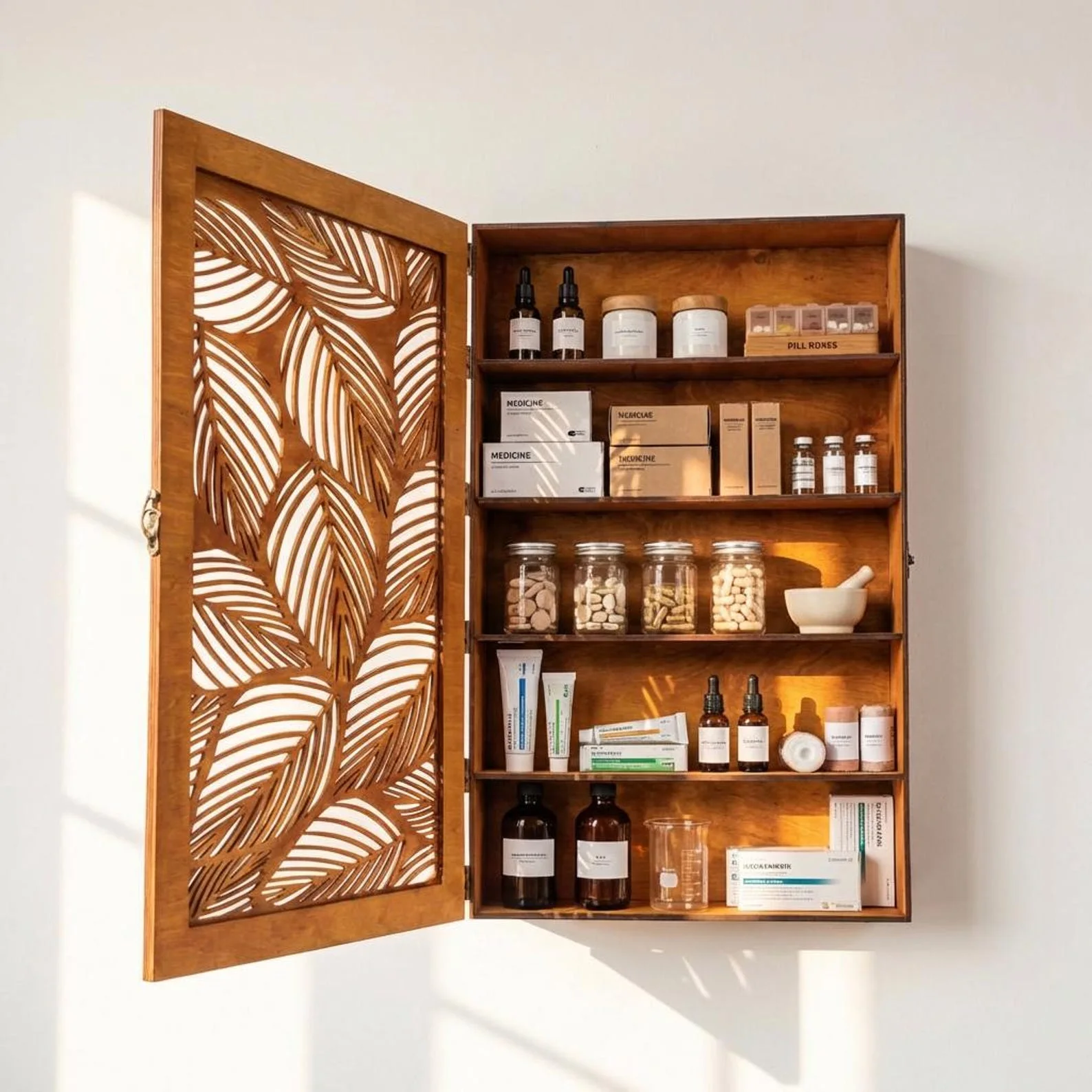Wooden Bathroom Wall Cabinet with Door