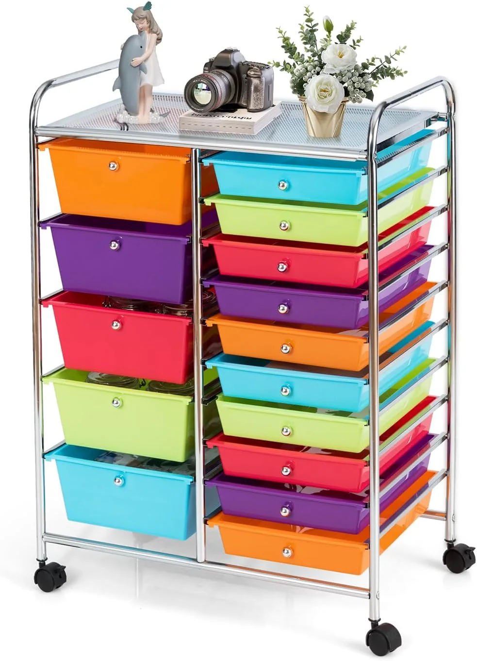 15-Drawer Rolling Storage Cart Organizer