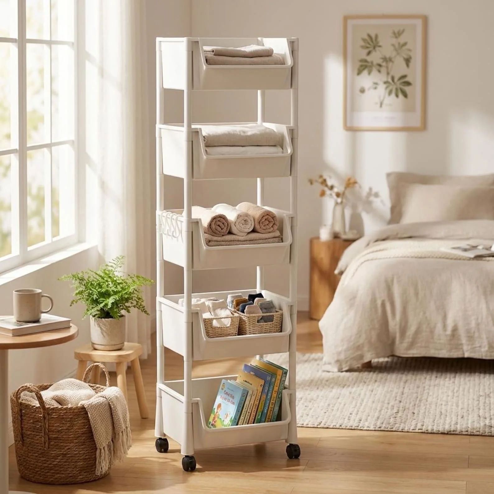 5-Tier Slim Rolling Storage Cart – Mobile Bathroom & Kitchen Organizer
