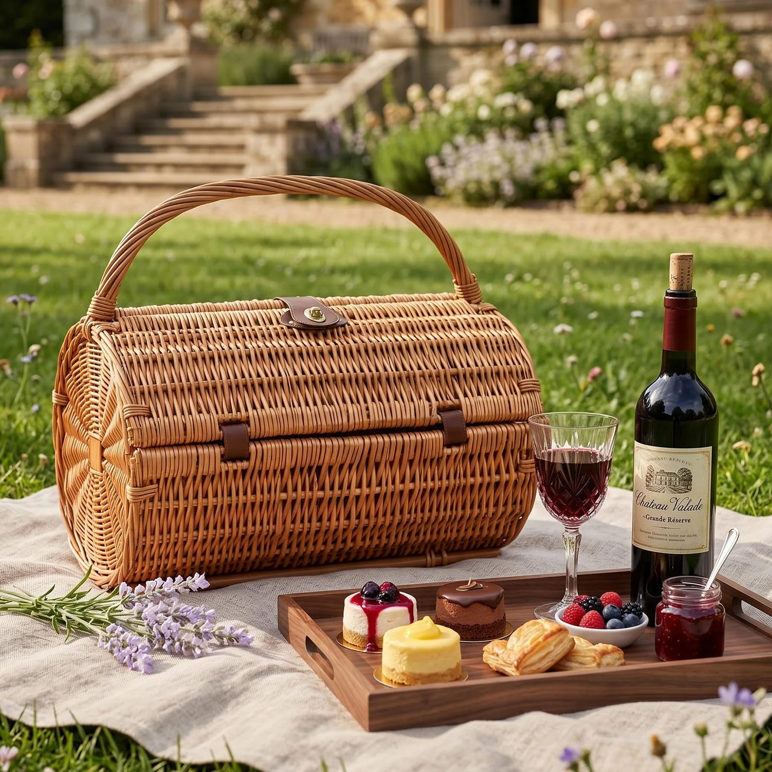 Handwoven Wicker Picnic Basket – Rustic Natural Storage Basket