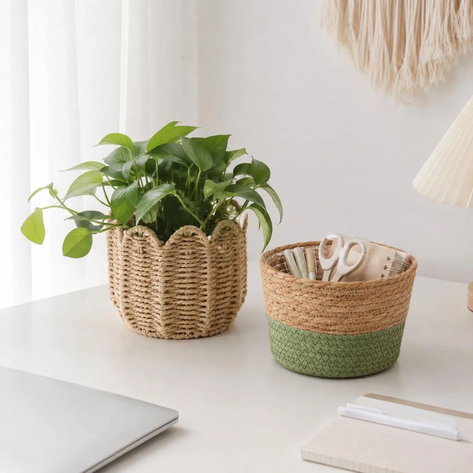 Handwoven Rattan Wall Hanging Basket – Boho Plant Holder