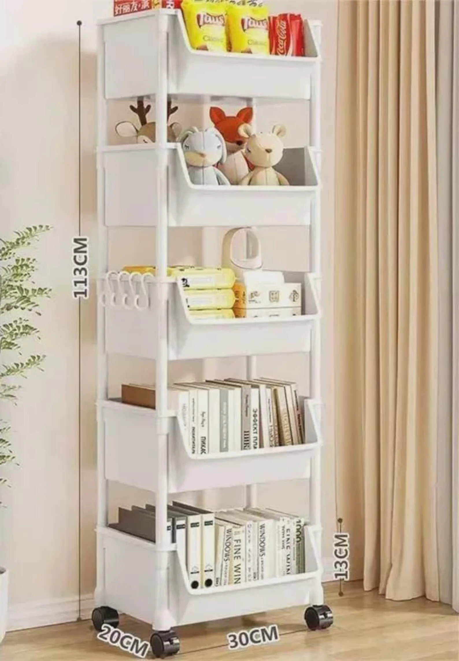 5-Tier Slim Rolling Storage Cart – Mobile Bathroom & Kitchen Organizer