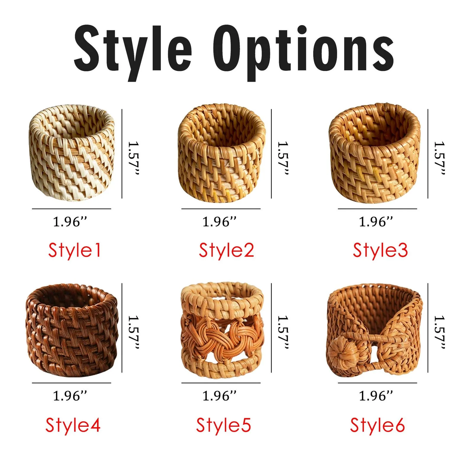 Handmade Wicker Napkin Rings Set – Rustic Boho Table Decor