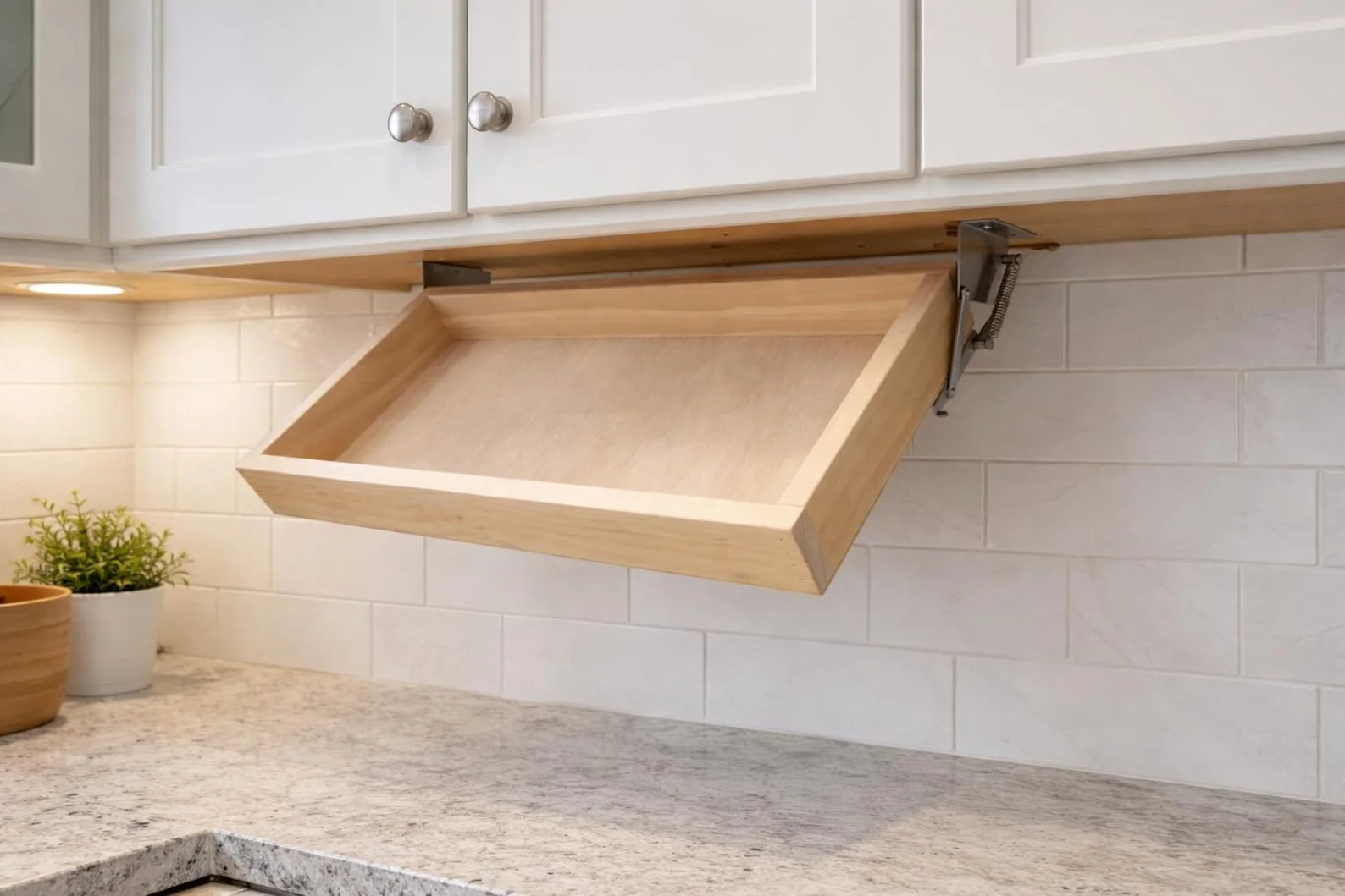 Spice Organization Fold-Down Wooden Rack – Outside Mount Cupboard Organizer