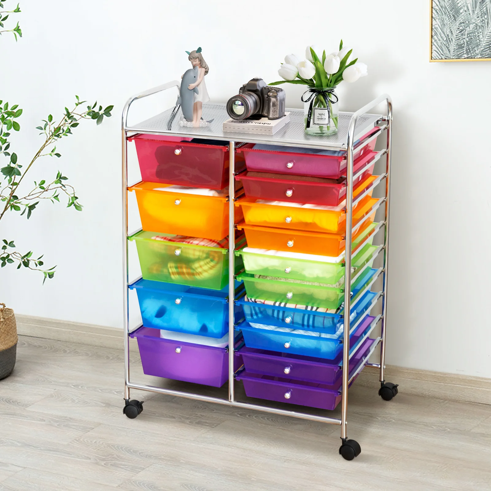 15-Drawer Rolling Storage Cart Organizer