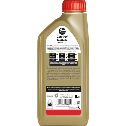 Castrol EDGE 5W-30 LL avec Fluid TITANIUM 1L- Huile pour moteur Essence et Diesel