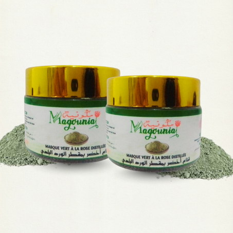 قناع أخضر بمقطر الورد البلدي