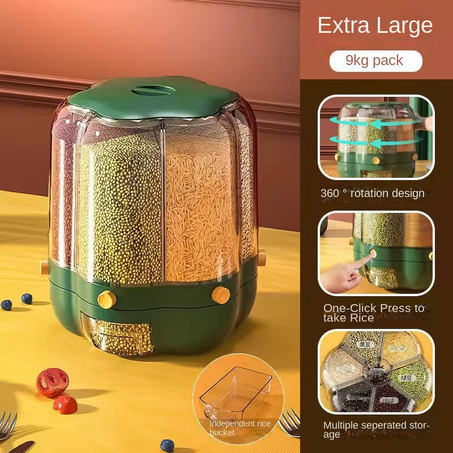 موزع الحبوب الدوار 6 في 1 حجم كبير مع هدية تساعدك في مطبخك