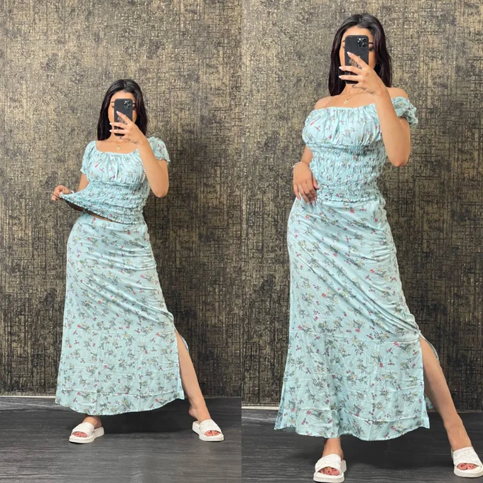 انصومبل صيفي للبنات Ensemble en lin fleur