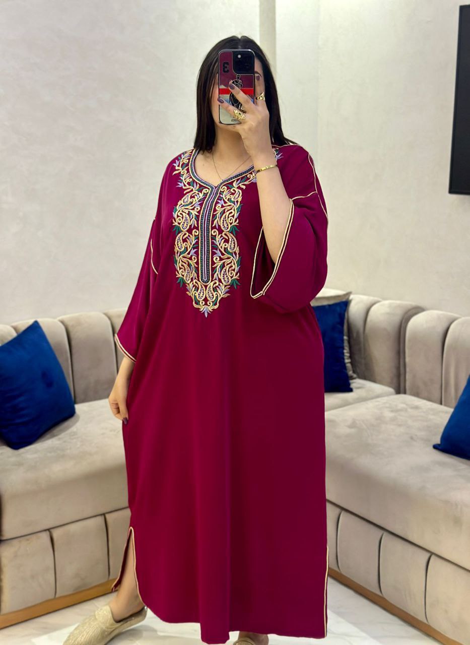 قفطان كريب كورية مطرّز – فخامة وأناقة مغربية أصيلة
