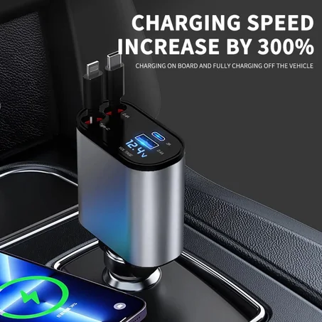 Chargeur de voiture rétractable 4 en 1