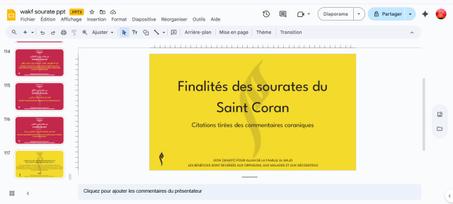 POWER POINT les Finalités des Sourates du Coran – PPT bilingue (AR-FR), 116 pages