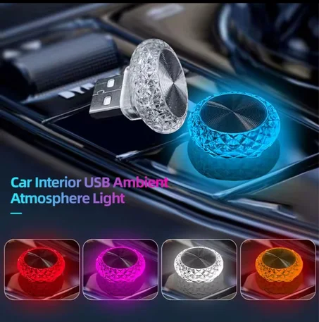 مصباح LED صغير للسيارة USB – إضاءة داخلية ديكورية Plug & Play