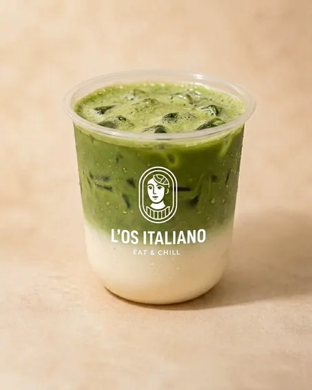 Cold matcha latte