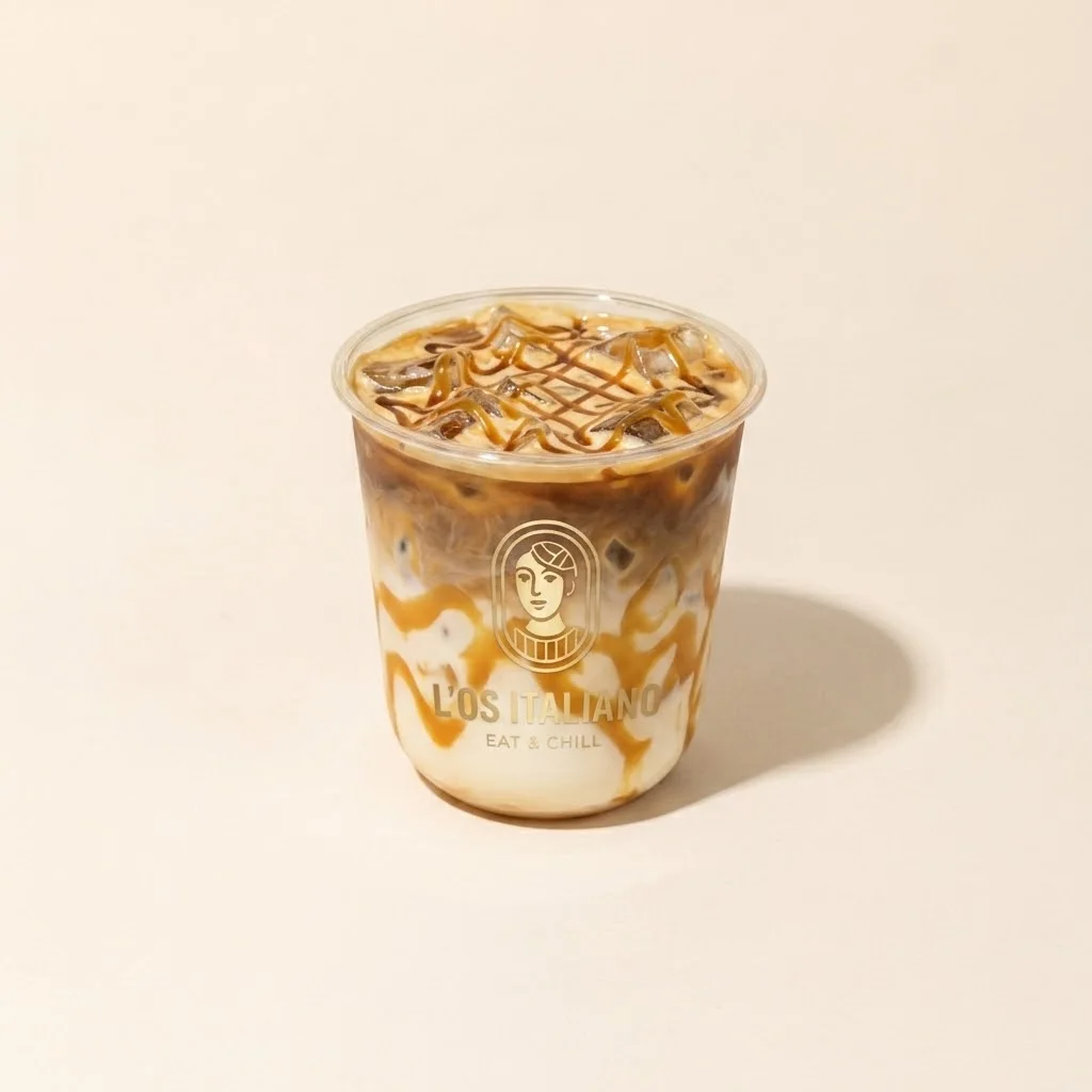 Iced caramel or vanilla macchiato