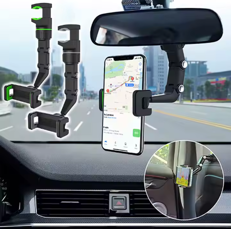 Rearview Mirror Mobile Phone Car Holder - حامل الهاتف للسيارة بمرآة الرؤية الخلفية