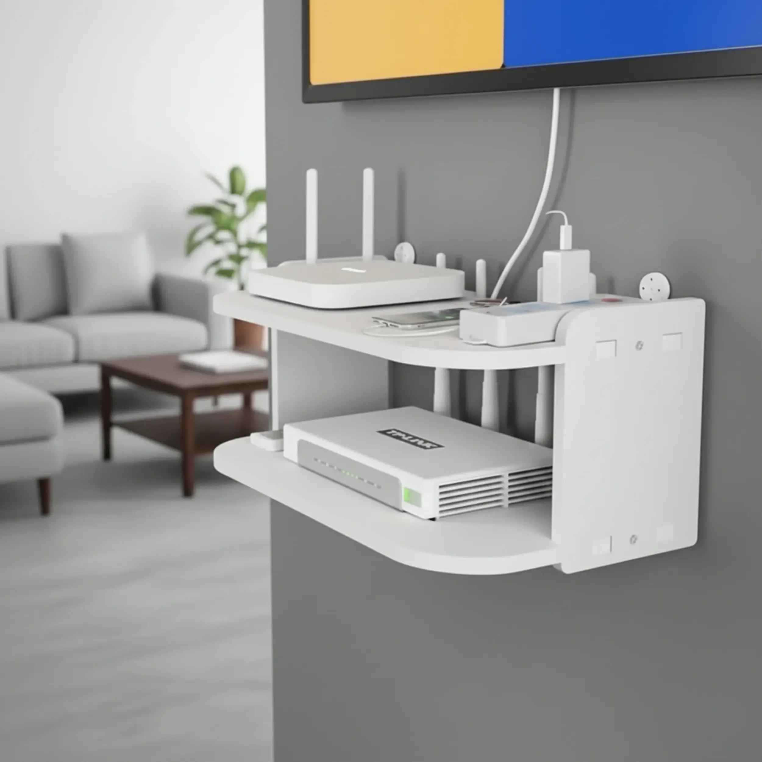 Support mural moderne pour votre télévision et WIFI / حامل جداري عصري للتلفاز والوايفاي