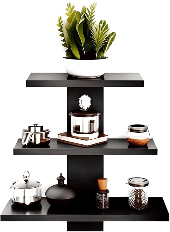 Étagère murale noire en bois MDF