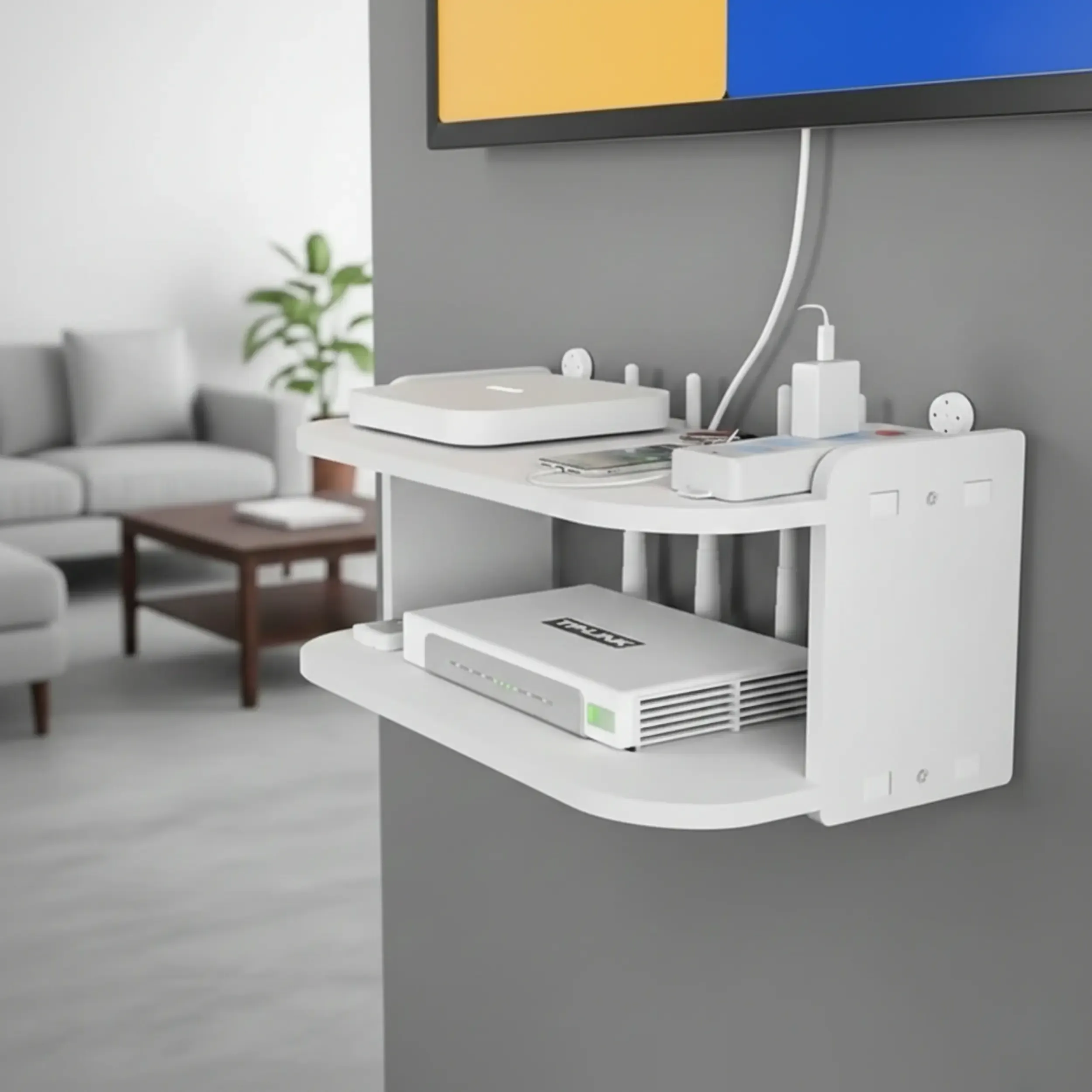 Support mural moderne pour votre télévision et WIFI / حامل جداري عصري للتلفاز والوايفاي