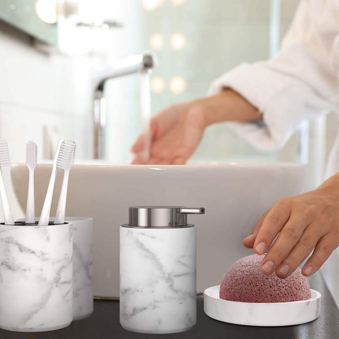 Ensemble Salle de Bain de Luxe Effet Marbre