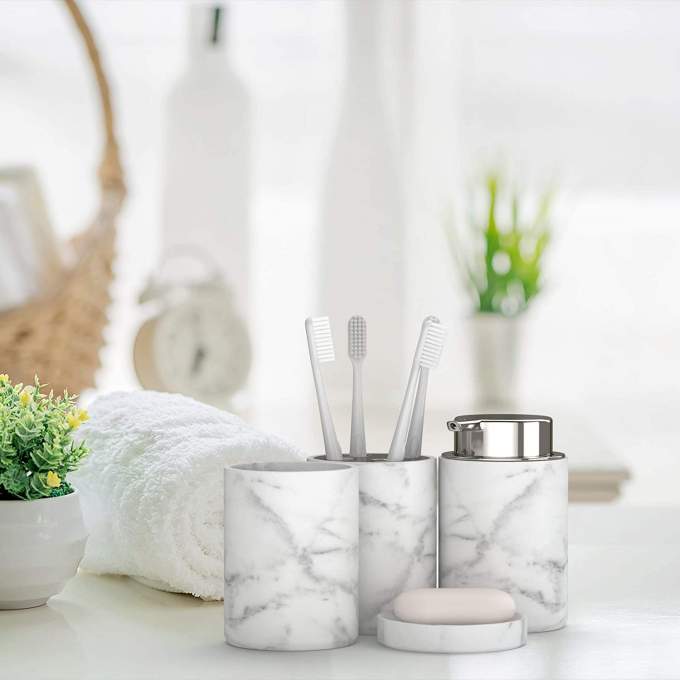 Ensemble Salle de Bain de Luxe Effet Marbre