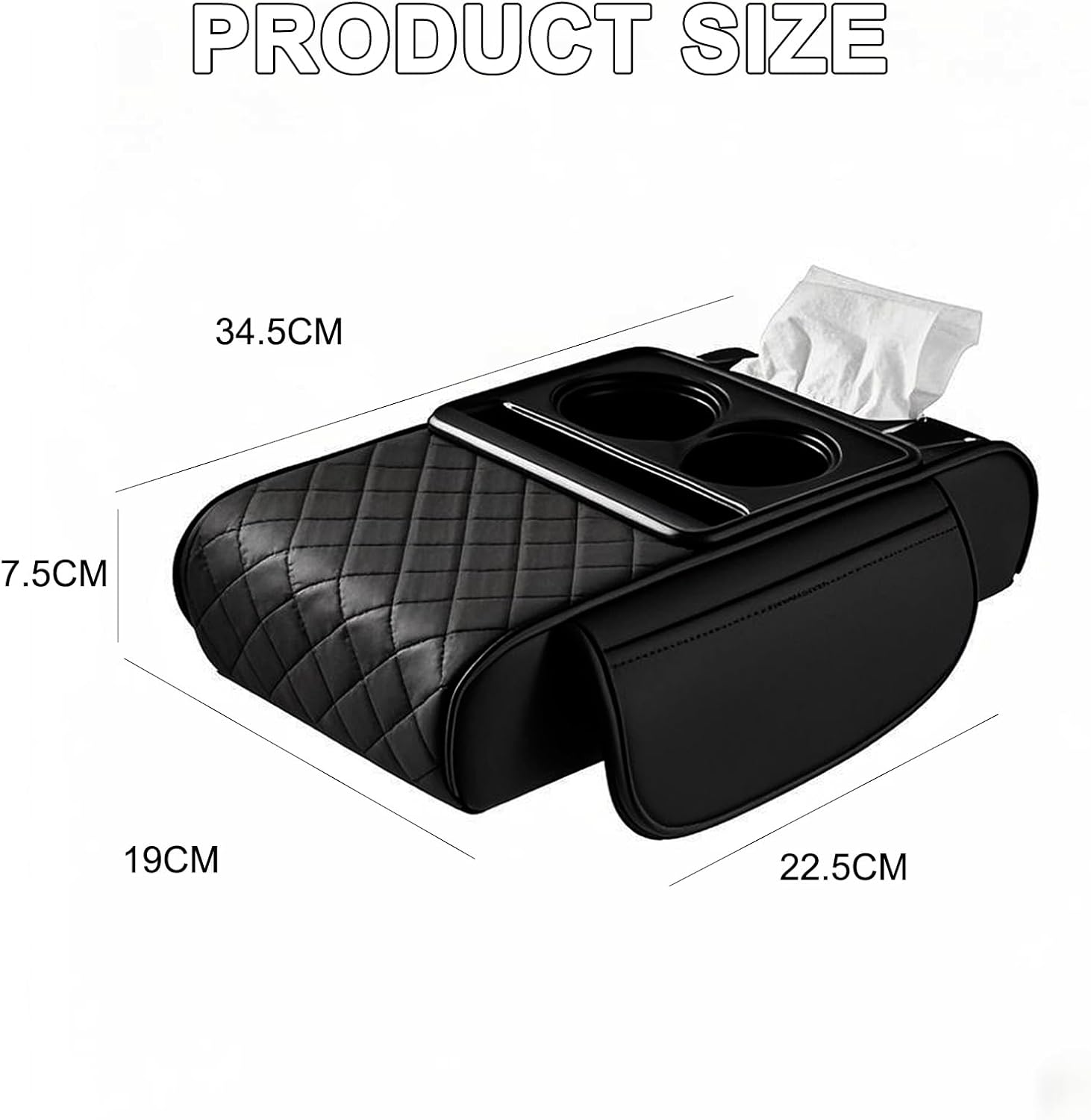 Boîte de rangement pour accoudoir de voiture – Boîte de rangement 2 en 1 pour accoudoir de voiture, boîte de rangement multifonctionnelle pour accoudoir de voiture, coussin d'accoudoir de voi