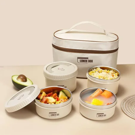 Lot de 4 boîtes à lunch isothermes portables en inox