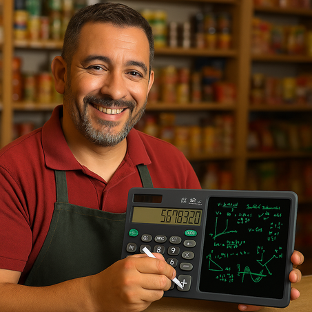 آلة حاسبة علمية مع جهاز لوحي للكتابة