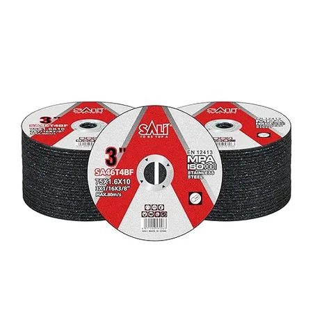 SALI Paquete de 50 ruedas de corte de acero inoxidable de corte profesional de 3 x 1/16 x 3/8 pulgadas, para amoladoras angulares de 3 pulgadas y amoladoras de troquel, disco de corte agresiv