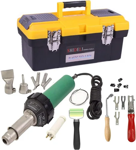 Beyondlife Herramienta de soldadura de soldador de plástico de 1600 W, pistola de calentamiento de calor, antorcha, pistola de aire caliente, kit de máquina de soldador de PVC, con kit de sol