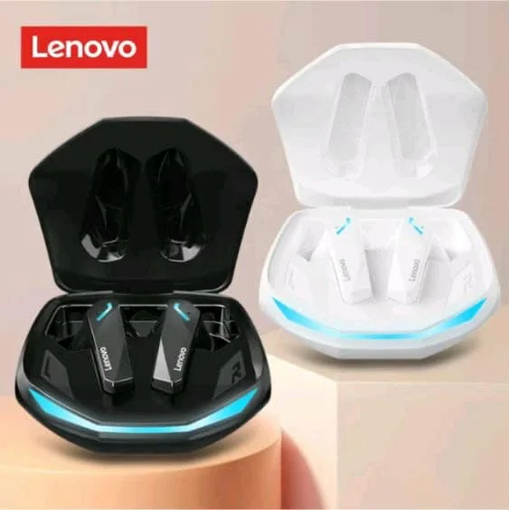 écouteurs Lenovo GM2 pro noir et blanc