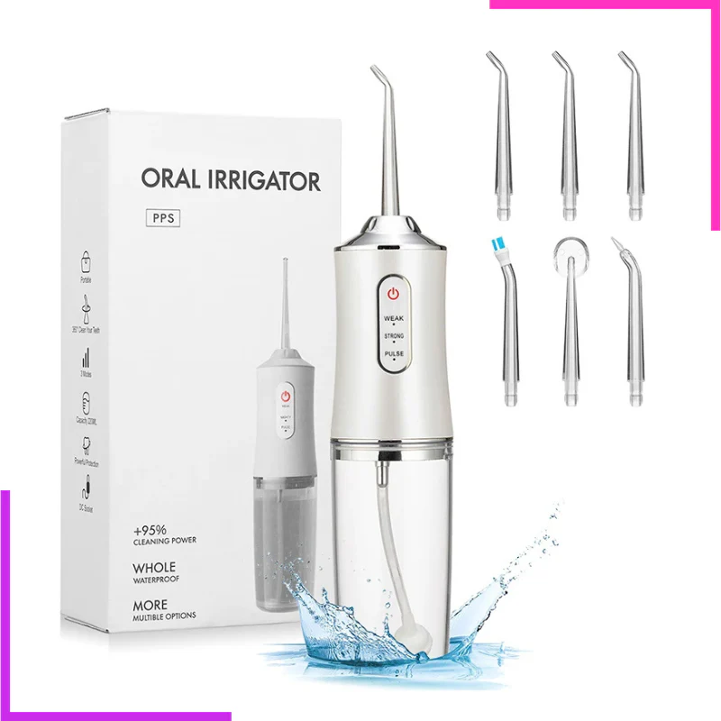 Hydropulseur électrique sans fil pour les dents, nettoyeur buccal portable.