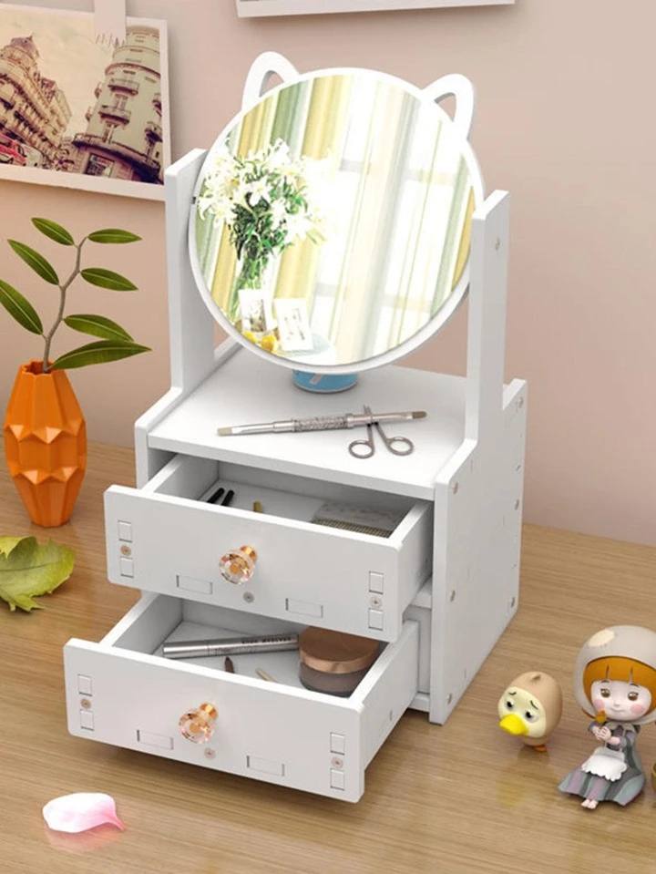 صندوق تخزين مجوهرات - مع مرآة للنساء