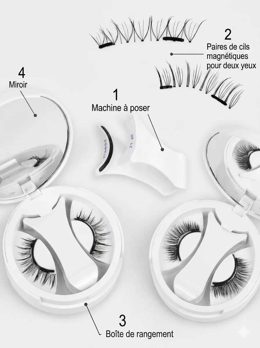 Faux Cils Magnétiques ( Zéro Colle et Réutilisables pendant 6 mois.)