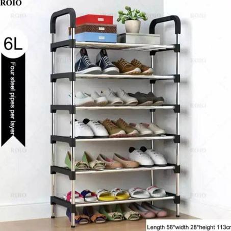 رف أحذية مقاوم للصدأ بـ 6 طبقات وسعة 42 حذاء