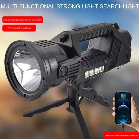 مصباح يدوي محمول مع باور بانك بإضاءة ساطعة وقوية جدا أكثر من1000متر