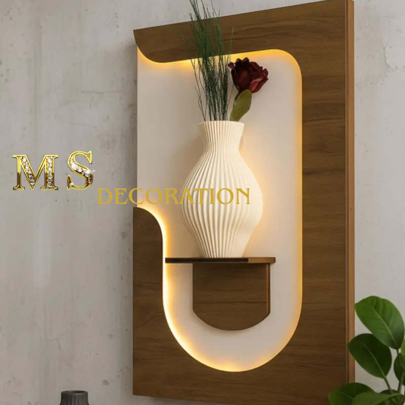 لوحة خشبية مضيئة بالييد اللون البني