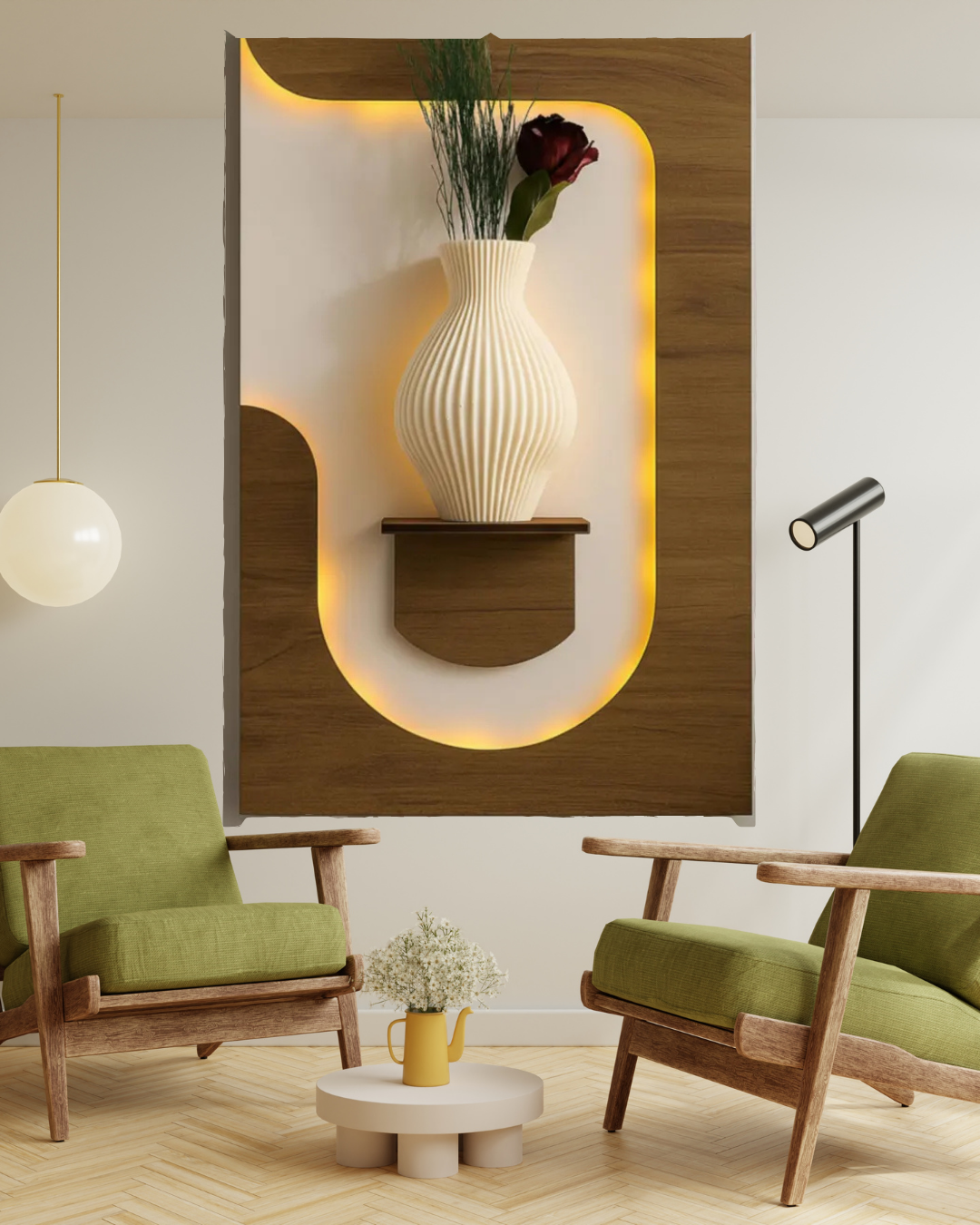 لوحة خشبية مضيئة بالييد اللون البني