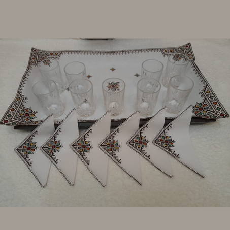 مفرش الصينيةالمغربية بطرز الغرزة بمختلف الألوان